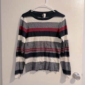 H&M stripped crew neck fitted sweater